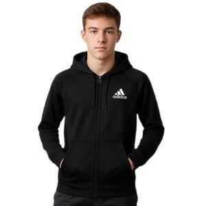 Adidas Boys Black Full-Zip Performance Hoodie – Size XL (18)